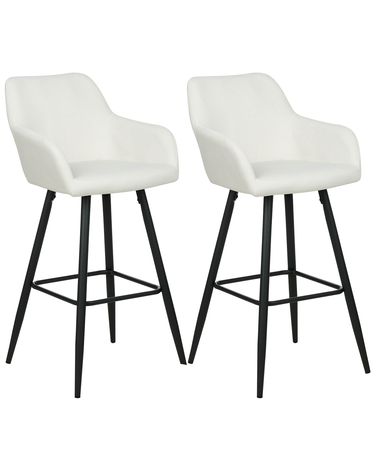 Set van 2 barstoelen CASMALIA Fluweel Gebroken wit