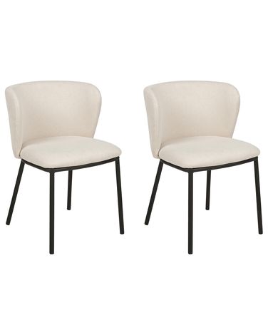 Set van 2 eetkamerstoelen MINA Stof Gebroken wit