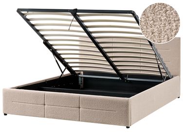 Ottoman Bed Boucle MASSOGNES 160 x 200 cm Beige