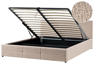 Ottoman Bed Boucle MASSOGNES 180 x 200 cm Beige