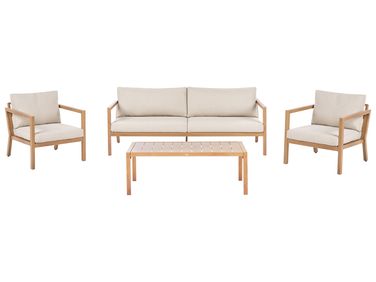 Garden Lounge Set with Table 5 Seater ONETA Metal Light Brown