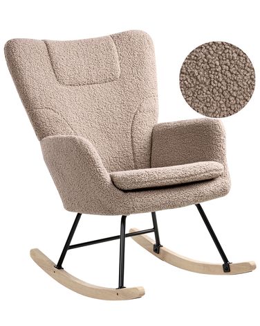 Fauteuil à bascule SANDVE Bouclé Taupe
