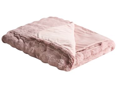 Couverture SALKA Fourrure synthétique 200 x 220 cm Rose pastel