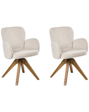 Set van 2 eetkamerstoelen draaibaar JEAN Stof Lichtbeige
