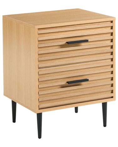2 Drawer Bedside Table KEITH Light Brown