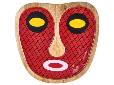 Décoration murale Visage KATSINA Bois de manguier 22 cm Rouge