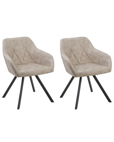 Set van 2 eetkamerstoelen MONEE Stof Beige