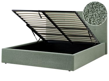 Ottoman Bed Boucle LORIENT 160 x 200 cm (EU King Size) Green