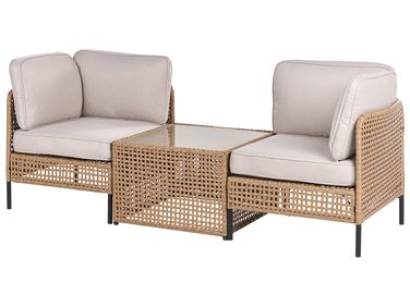 Canapé de jardin avec table 2 places OMEGANA Polyrotin Beige clair