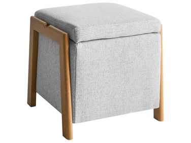 Storage Pouffe EDLAND Fabric 45 cm 43 cm Light Grey