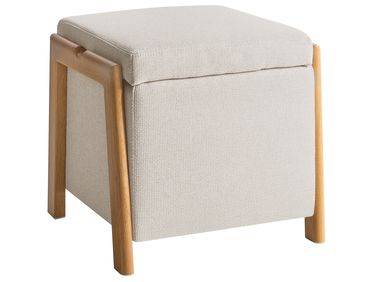 Storage Pouffe EDLAND Fabric 45 cm 43 cm Light Beige