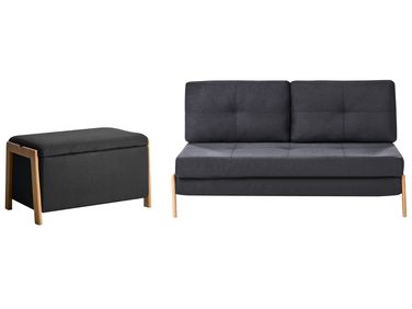 Ensemble de salon 3 places EDLAND Tissu Noir avec banc