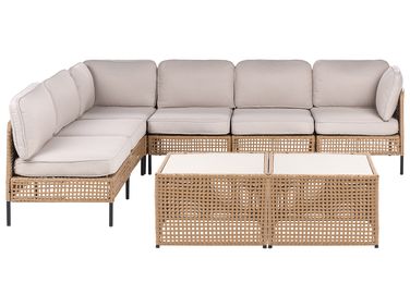 Ensemble de canapés d'angle de jardin 6 places OMEGANA Polyrotin Beige clair
