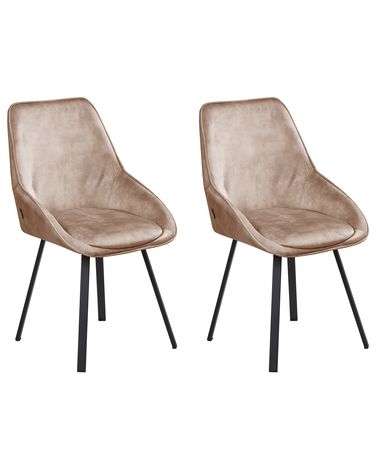 Set van 2 eetkamerstoelen draaibaar TERLTON Fluweel Beige