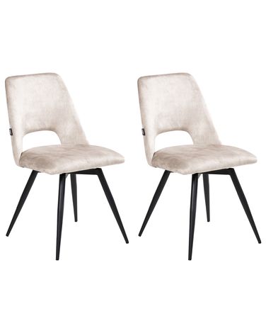 Set van 2 eetkamerstoelen draaibaar HALLETT Fluweel Lichtbeige
