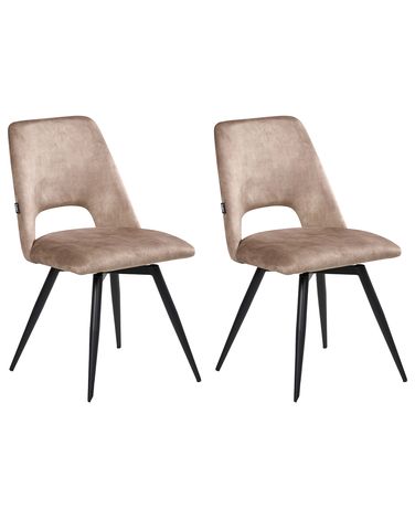 Set van 2 eetkamerstoelen draaibaar HALLETT Fluweel Beige