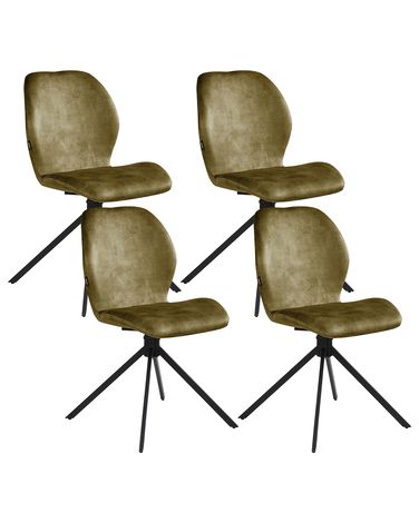 Set van 4 eetkamerstoelen draaibaar MORRISON Fluweel Groen