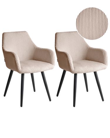 Set van 2 eetkamerstoelen MORI Corduroy Beige