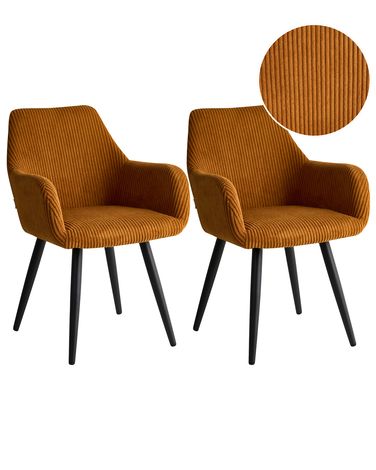 Set van 2 eetkamerstoelen MORI Corduroy Oranje