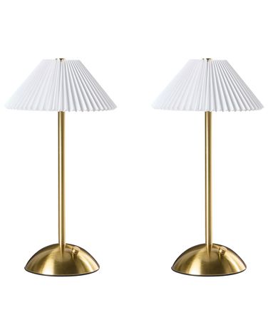 Set van 2 draadloze LED tafellampen RUBA met dimmer Metaal Goud