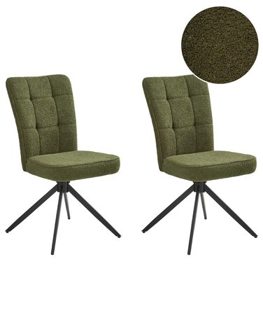 Set van 2 eetkamerstoelen draaibaar RYAN Bouclé Groen