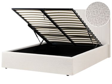 Bed met opbergruimte Bouclé VION 140 x 200 cm Gebroken wit