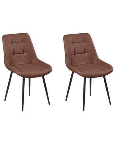 Set van 2 eetkamerstoelen MELROSE Kunstleer Bruin