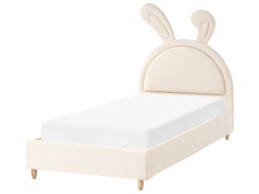 Kinderbed Konijn Fluweel LALLIAS 90 x 200 cm Beige