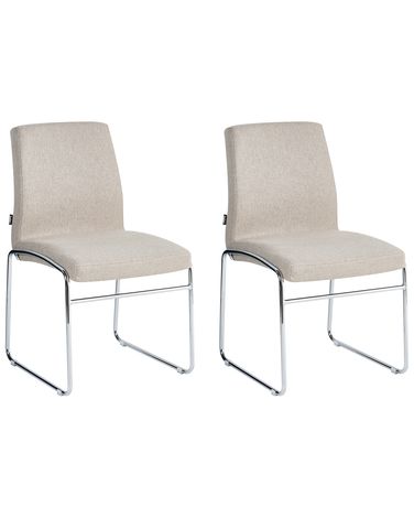 Set van 2 eetkamerstoelen LECCO Stof Beige