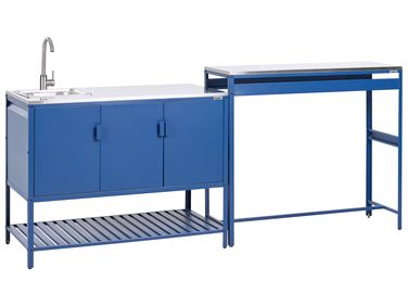 2 Piece Outdoor Kitchen Set with Sink MAENZA Metal Blue