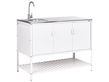 Meuble de cuisine d'extérieur avec évier MAENZA Métal Blanc