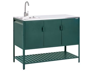 Meuble de cuisine d'extérieur avec évier MAENZA Métal Vert