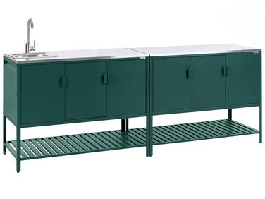 2 Piece Outdoor Kitchen Set with Sink MAENZA Metal Green
