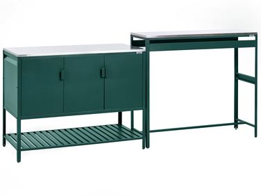 2 Piece Outdoor Kitchen Set with Bar Table MAENZA Metal Green