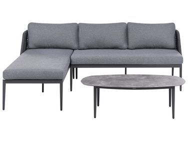 Ensemble de canapés d'angle de jardin 3 places LEFFE Côté droit Métal Gris