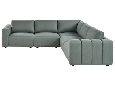 Canapé d'angle modulable 5 places KIVVIK Tissu Vert Côté gauche