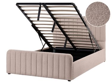Bed met opbergruimte Bouclé LUNAN 120 x 200 cm Beige
