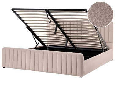 Ottoman Bed Boucle LUNAN 180 x 200 cm (EU Super King) Beige