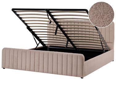 Bed met opbergruimte Bouclé LUNAN 180 x 200 cm Taupe