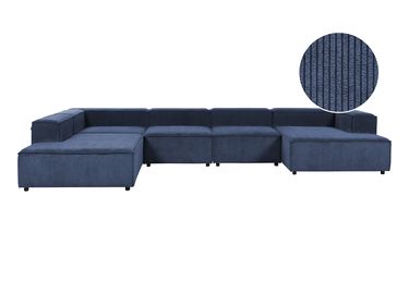 Canapé d'angle modulable 5 places ARDAL Velours côtelé Bleu foncé Côté droit