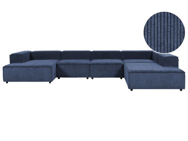 Canapé d'angle modulable 5 places ARDAL Velours côtelé Bleu foncé Côté gauche