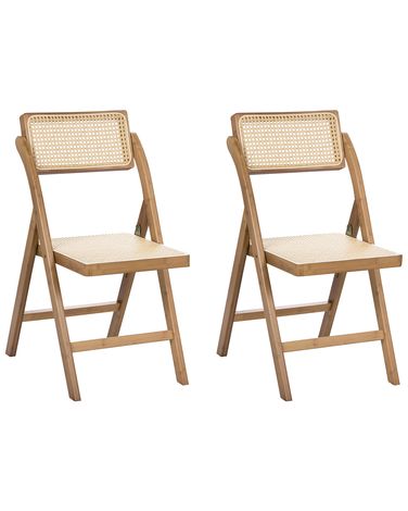 Set van 2 eetkamerstoelen inklapbaar MODANE Bamboe Bruin