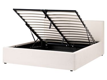Bed met opbergruimte Stof LAGARDE 160 x 200 cm Gebroken wit