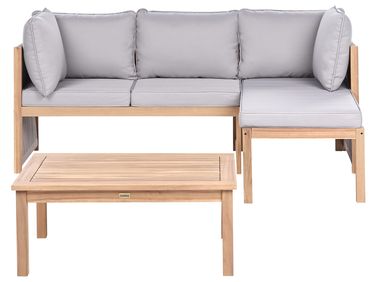 Garden Corner Sofa with Table 3 Seater ARABBA Left Hand Certified Acacia Wood Grey
