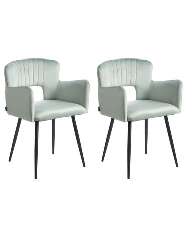 Set van 2 eetkamerstoelen SANILAC Fluweel Lichtblauw