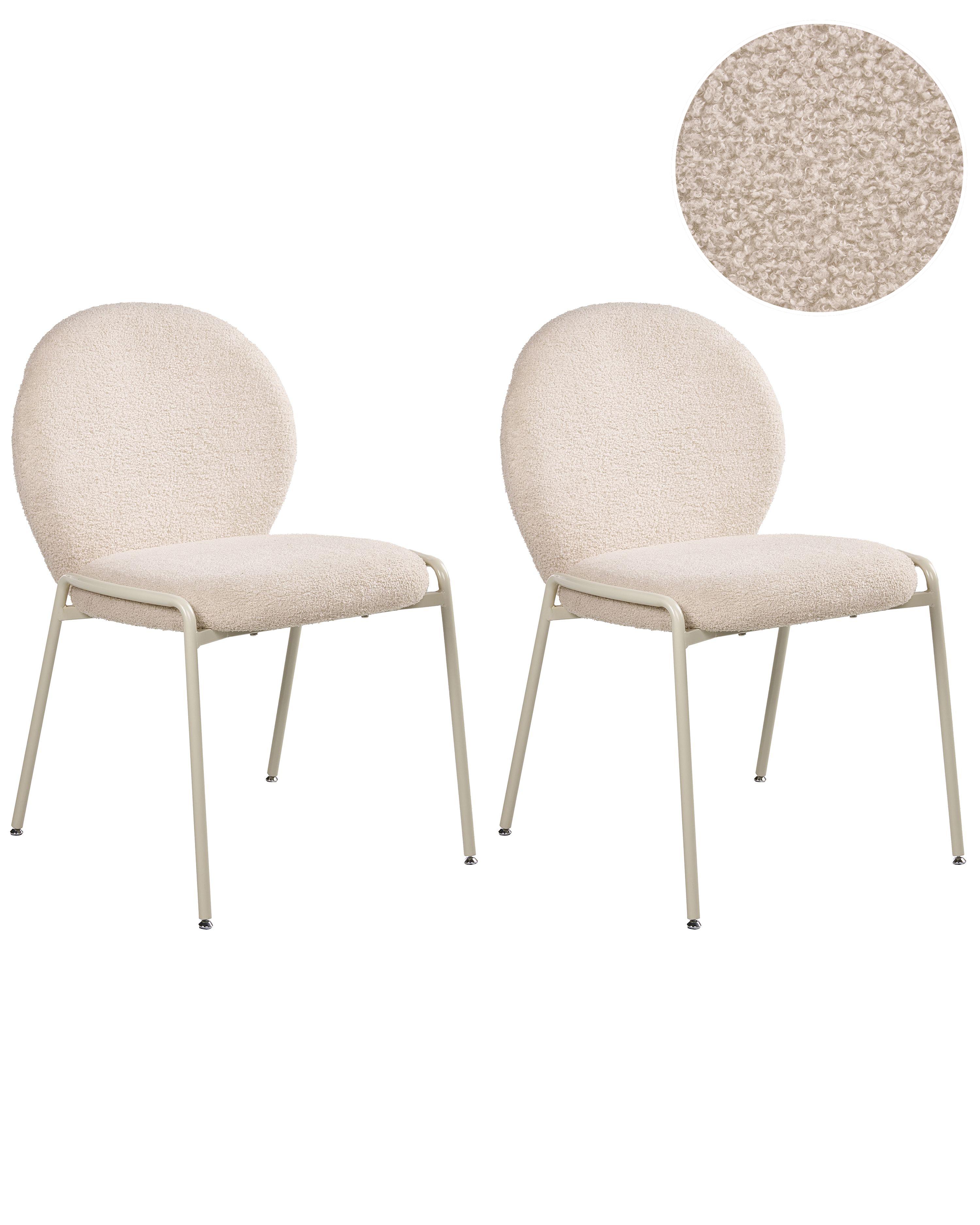 Set van 2 stoelen ELLIE Bouclé Lichtbeige