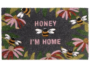 Doormat INIGOK Multicolour 45 x 75 cm Text Bee Coir