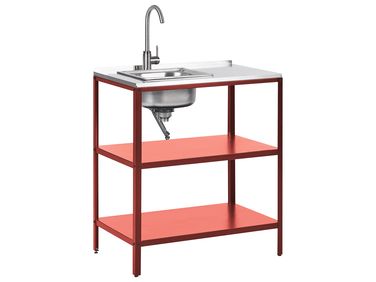 Tuin kookeiland met spoelbak VILAMA Metaal Rood