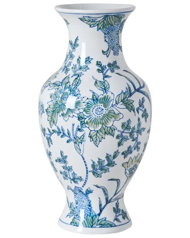 Bloemenvaas LLANES Porselein 36 cm Wit/blauw