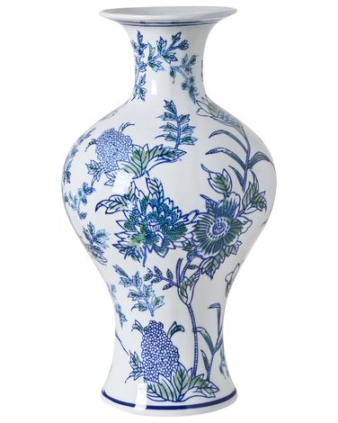 Bloemenvaas BERGA Porselein 36 cm Wit/blauw